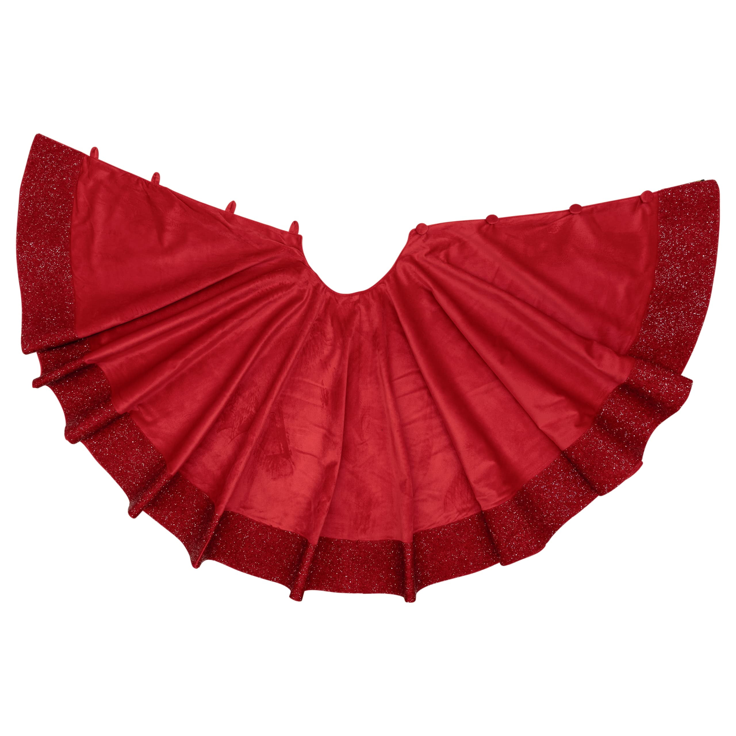 Radiant Red Velvet Rhinestone Christmas Tree Skirt, 48"