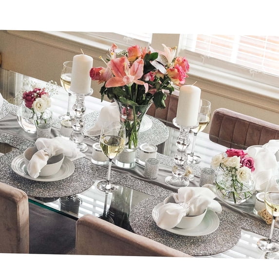 Sparkles Home Luminous Round Rhinestone Placemat Silver