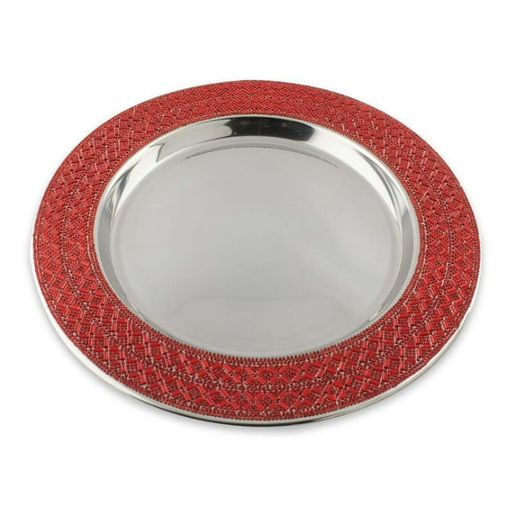 Sparkles Home Madison Avenue Rhinestone Charger Plate Red