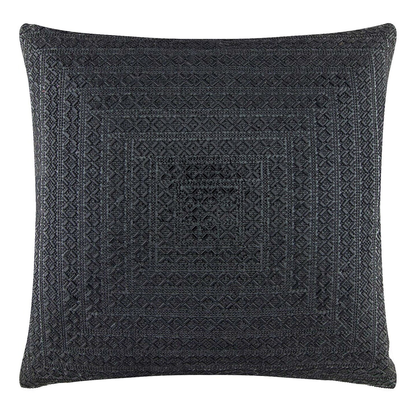 Black Velvet Rhinestone Square Throw Pillow 20" x 20"