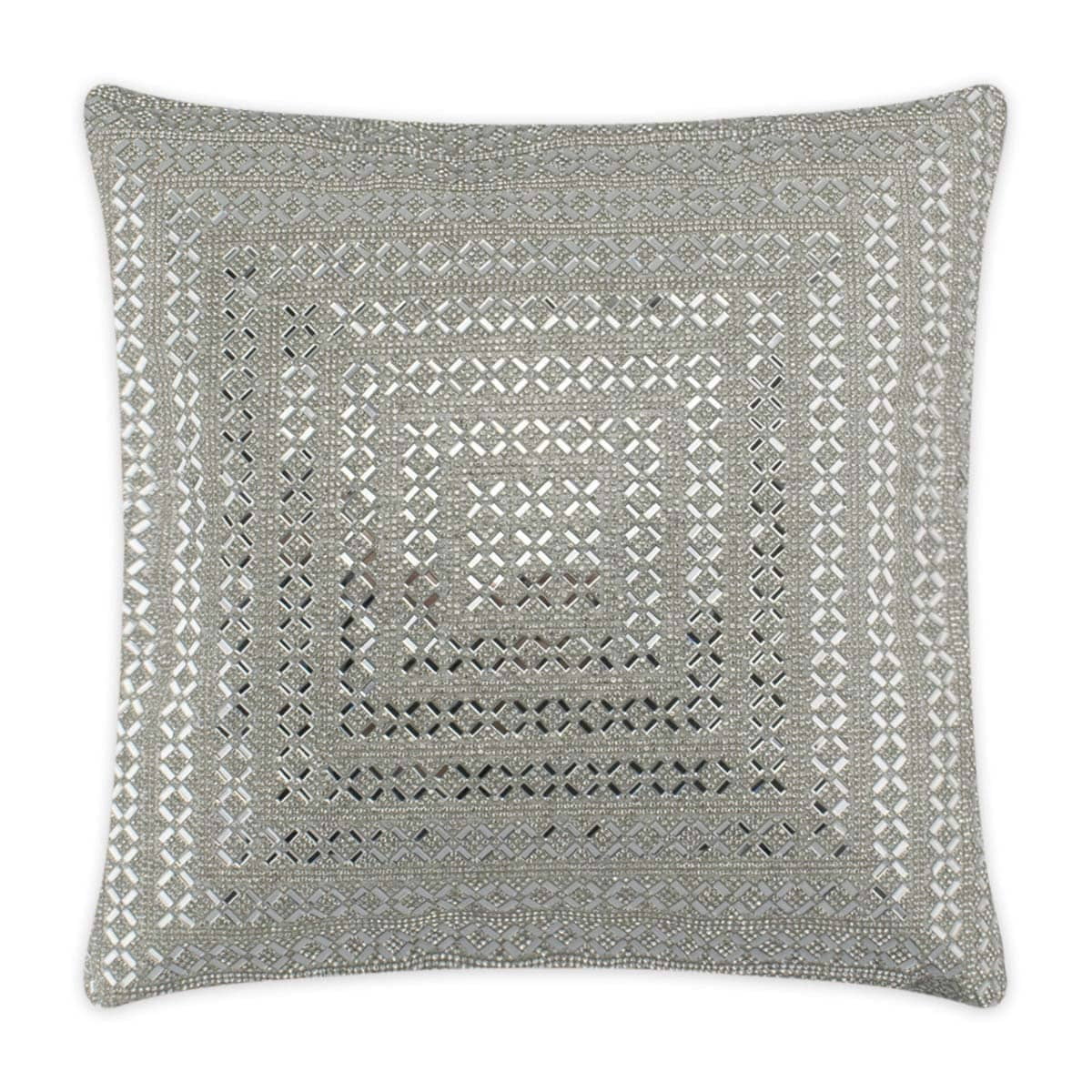 Madison Avenue Silver Rhinestone Velvet Square Pillow 20x20