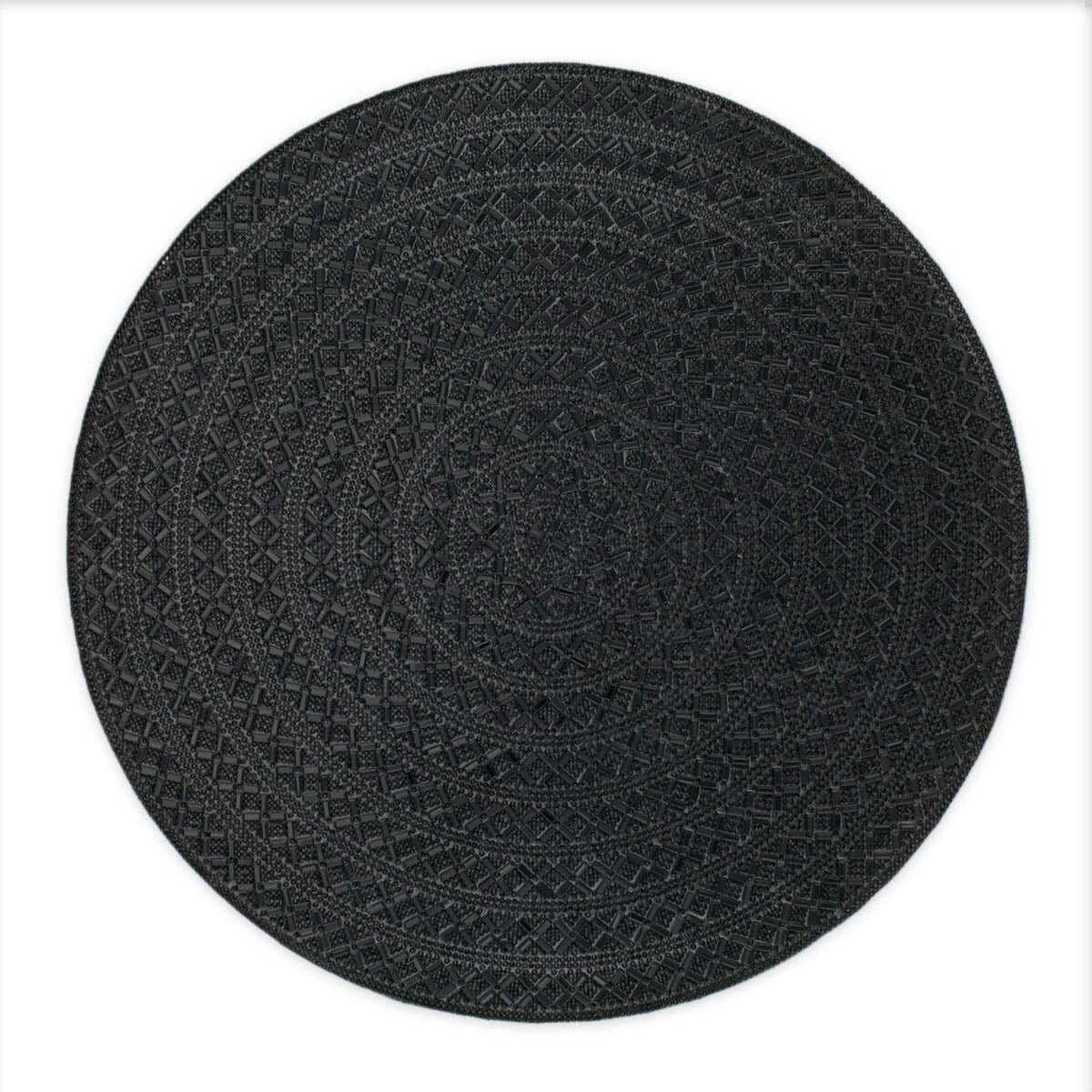Sparkles Home Madison Avenue Round Rhinestone Placemat Black