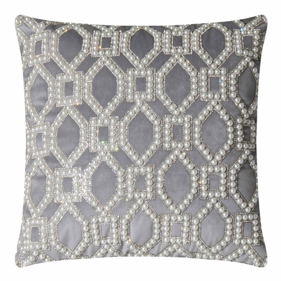 Sparkles Home Pearl Lattice Pillow 7'10" x 10'6" - Ivory/Grey