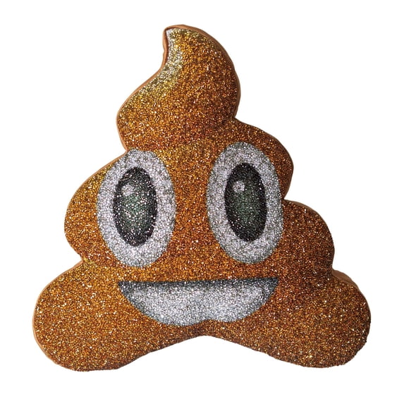 Sparkles Home Poop Emoji Shaped Pillow, Luminous Rhinestones on Brown Velvet
