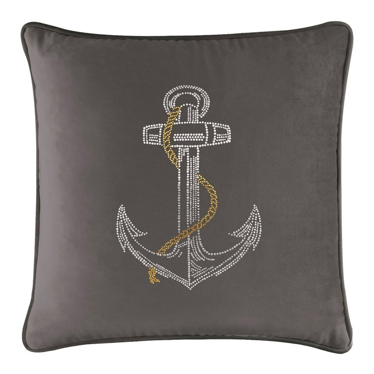 Sparkles Home Rhinestone Anchor Pillow Charcoal Velvet 20x20 Walmart