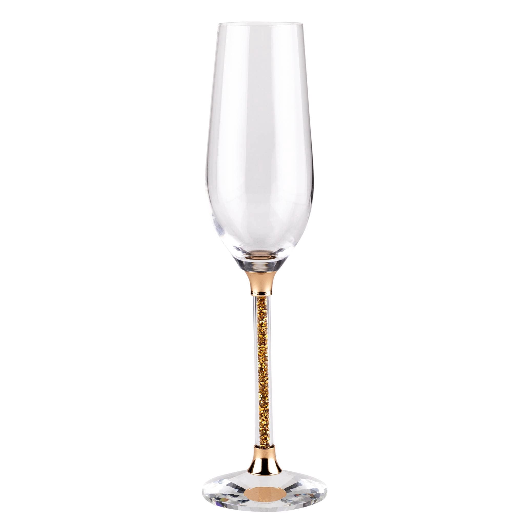 Sparkles Home Rhinestone Crystal Filled Stem Toasting Flutes - Set of 2 in Gift Box