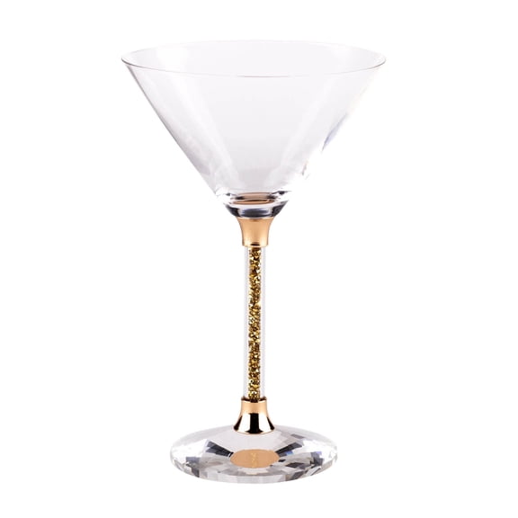 Sparkles Home Rhinestone Martini Glasses with Crystal-Filled Stems - Set of 2 in Gift Box