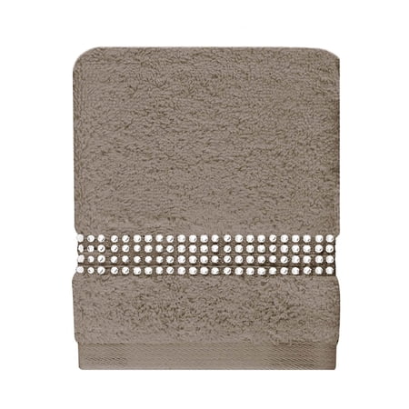Sparkles Home Rhinestone Stripe Fingertip Towel (Set of 2) Taupe