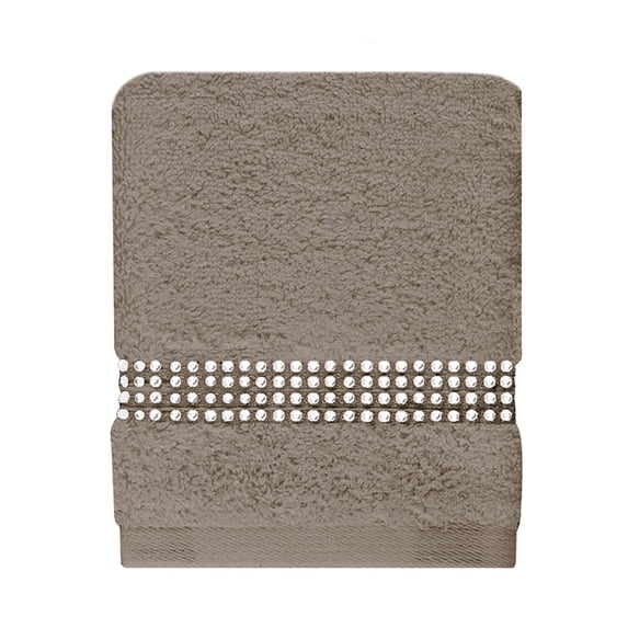 Sparkles Home Rhinestone Stripe Fingertip Towel (Set of 2) Taupe
