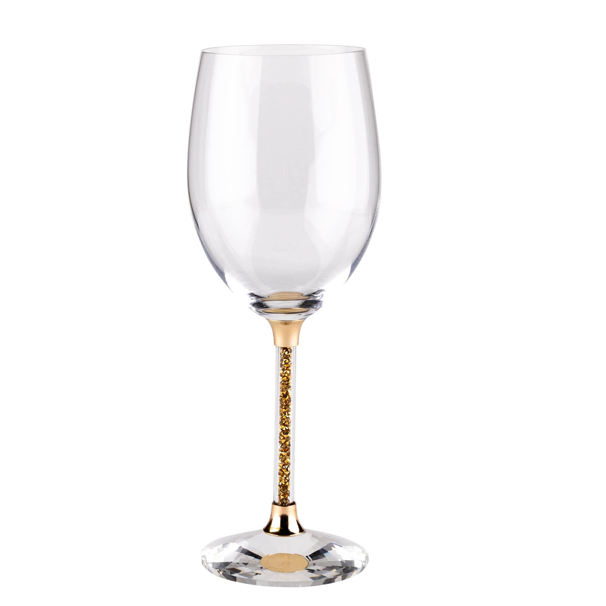 Elegant Gold Crystal-Filled Stem Wine Glass Set of 6