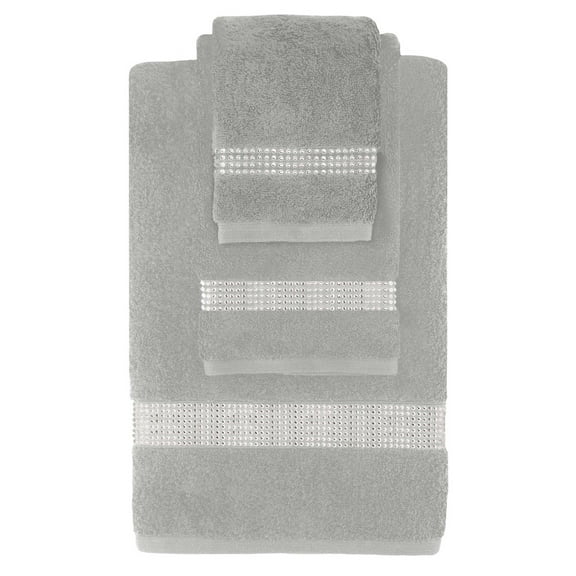 Sparkles Home  Stripe Rhinestone 3 Piece Towel Set Gray