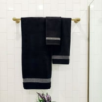 Sparkles Home  Stripe Rhinestone 3 Piece Towel Set Purple Bath Towel,Fingertip Towel,Hand Towel