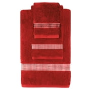 Sparkles Home Stripe Rhinestone 3 Piece Towel Set Red