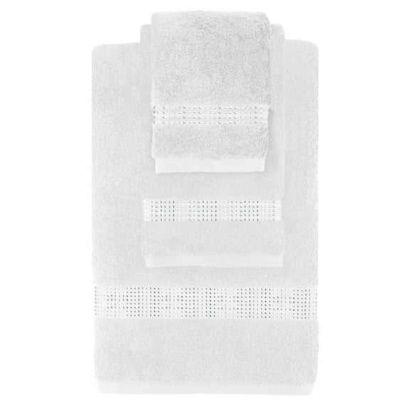Sparkles Home  Stripe Rhinestone 3 Piece Towel Set White