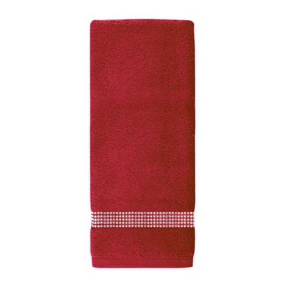 Sparkles Home Stripe Rhinestone Hand Towel (Set of 2) Red