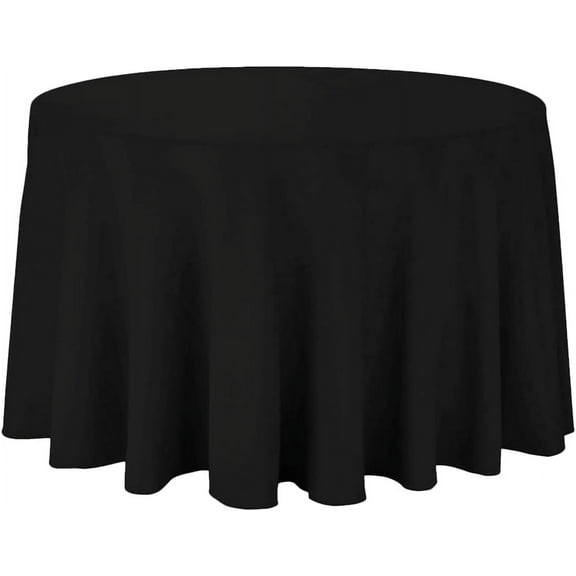 Sparkles Make It Special 10-pcs 120" Inch Round Polyester Cloth Fabric Linen Tablecloth - Wedding Reception Restaurant Banquet Party - Machine Washable - Black