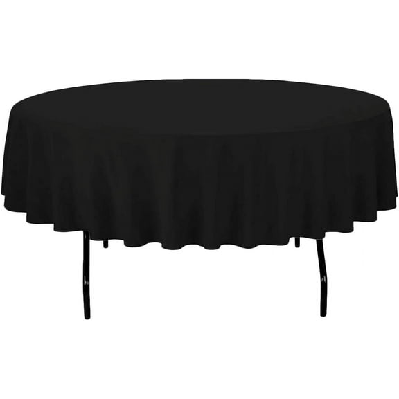 Sparkles Make It Special 10-pcs 90" Inch Round Polyester Cloth Fabric Linen Tablecloth - Wedding Reception Restaurant Banquet Party - Machine Washable - Choice of Color - Black