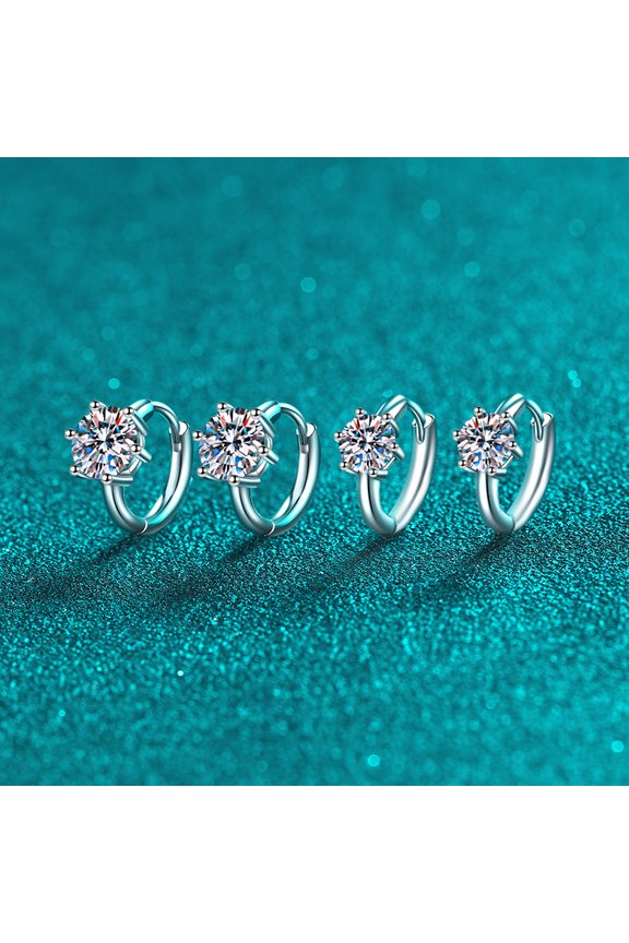 Sparkling 1&2 Carat Moissanites Stud Earrings for Women - 925 Sterling Silver Ear Earrings & Wedding Engagement Anniversary Party Jewelry Gift
