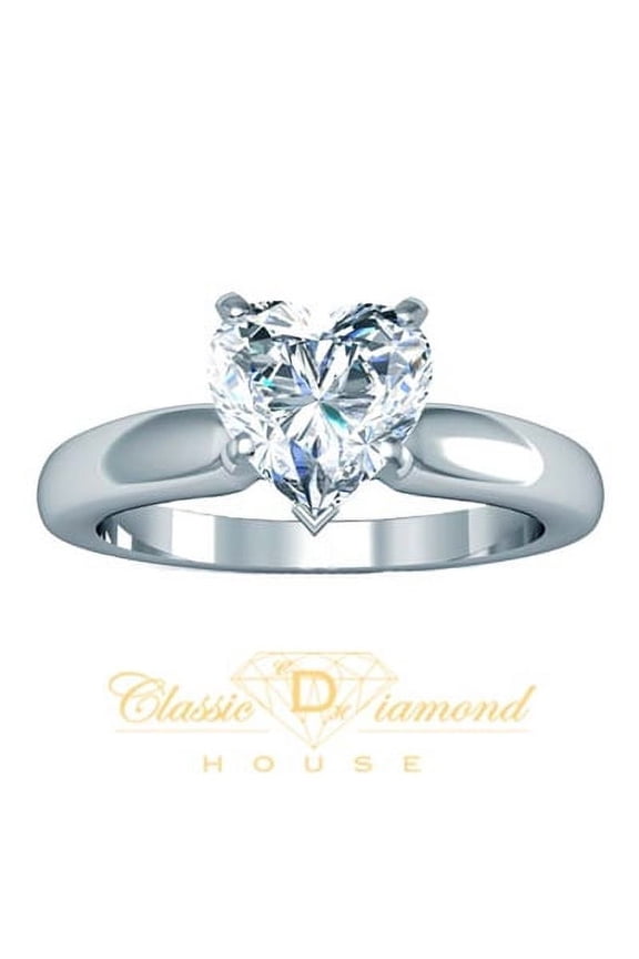 Sparkling 1.7 Ct Elegant Classy Heart Cut Diamond Bridal Wedding Engagement Female's Ring In 14K White Gold
