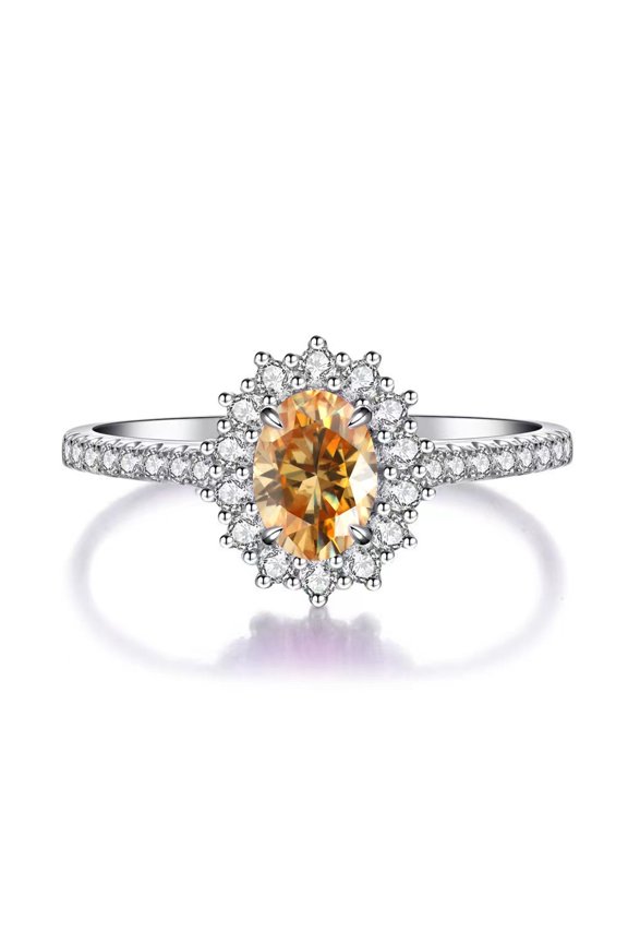 Sparkling 1 Carat Moissanite Rings Women D Color VVS1 Clarity Oval Cut S925 Sterling Silver Lab Created Diamond Rings Anniversary Wedding Promise Ring with Certificate