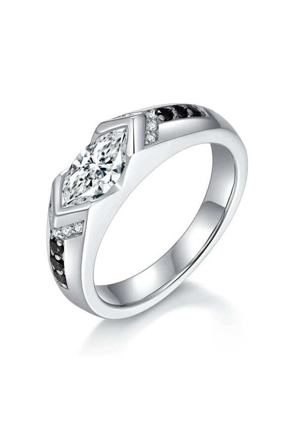 Sparkling 1 Carat Solitaire Moissanite Ring for Men Marquise Cut S925 Sterling Silver Lab Created Diamond Engagement Ring Anniversary Promise Fashion Luxury Suitable for Daily Wear Wedding Birthday