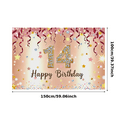 thumbnail image 1 of Sparkling 14th Birthday Backdrop Banner with Glittery Stars and Swirls Happy Birthday Party Decorations Photography Props Party Supplies Background, 1 of 7