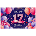 thumbnail image 1 of Sparkling 17th Birthday Banner with Balloons Confetti and Gift Background Backdrop Party Decoration for Photography Props Birthday Party Decorations Celebration Event Photo Booth Decor, 1 of 7