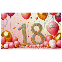 Sparkling 18th Birthday Banner Backdrop with Glittery Elements Party Decorations Photography Props for Birthday Party Celebrations Happy Birthday Event Background