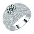 thumbnail image 1 of Sparkling 2 Carat Round Cut Moissanite Wedding Bands for Men Women S925 Sterling Silver Lab Created Diamond Ring Anniversary Promise Fashion Luxury Suitable for Daily Wear Engagement Birthday, 1 of 7