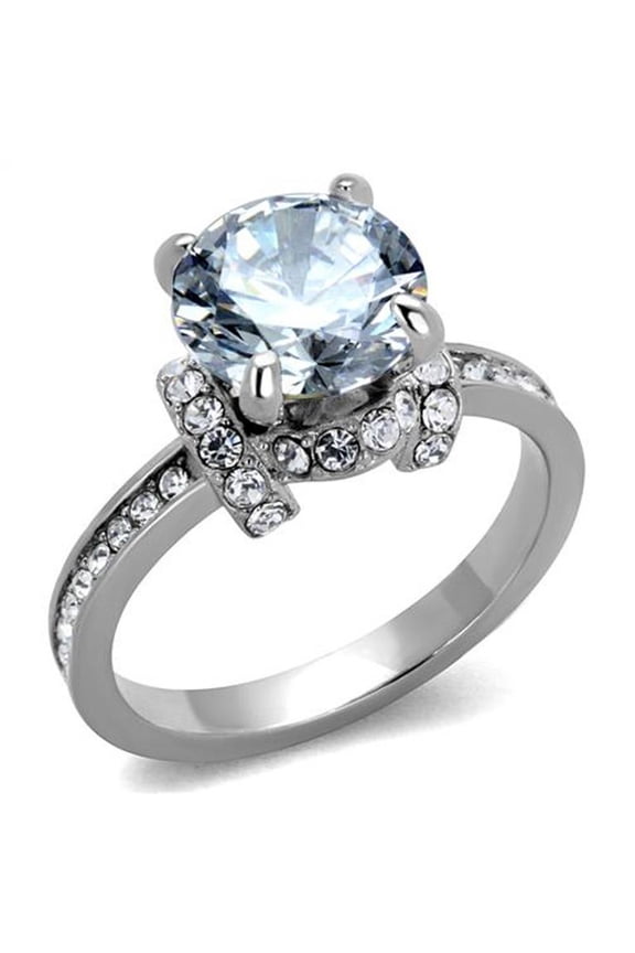 Sparkling 3 Ct Round Cut Cz Stainless Steel Engagement Ring Women's Size 10