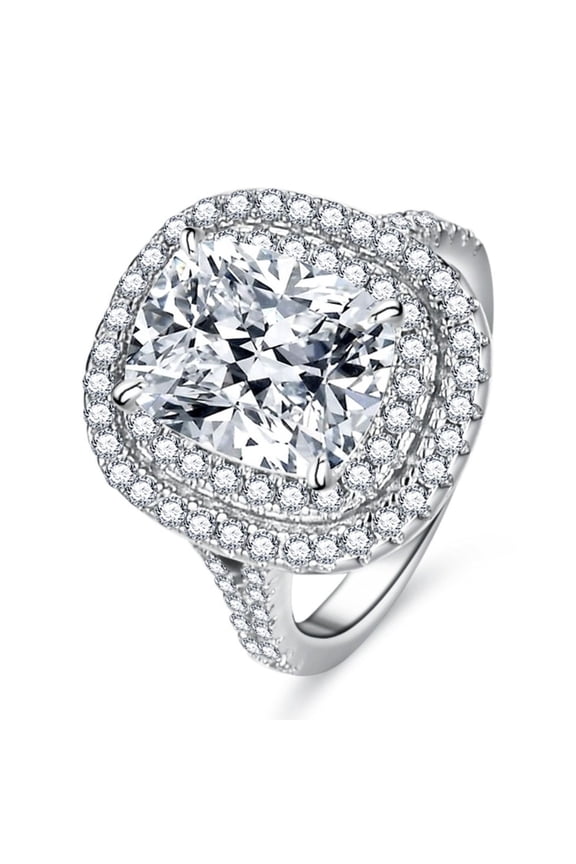 Sparkling 4 Carat Cushion Cut Moissanite Wedding Bands for Women S925 Sterling Silver Lab Created Diamond Ring Anniversary Promise Fashion Luxury Suitable for Daily Wear Engagement Birthday