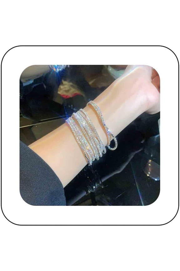 Sparkling Adjustable Tennis Bracelet Chain Gold Cz Crystal Stretch Bracelet Tiny Colorful Rhinestone Bracelets Hand Chain Bling Crystal Chain Bracelet Jewelry For Women