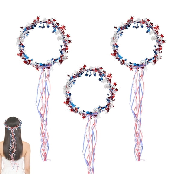 Sparkling Americana Star Crown with Flowing Ribbons for Parties & Festivals