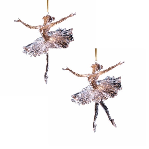 Sparkling Ballet Dancer Christmas Ornament,2D Acrylic Christmas Ornaments,Elegant Ballerina Tree Pendant,Ballerina Christmas Tree Hanging Decor,Acrylic Holiday Decoration for Xmas Decor,Clear 2PCS