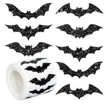 Sparkling Bat Wall Decals 500PCS Waterproof Halloween Bat Stickers Roll with Glitter for Party Decorations