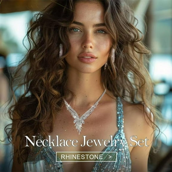 Sparkling Beautiful Full Diamond Necklace and Earrings Two-Piece Set for Banquet Dresses, Wedding Accessories, High-End Collarbone Chain Jewelry