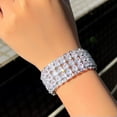 thumbnail image 1 of Sparkling Big Wide Bracelet White CZ Women Multilayer Round Tennis Jewelry Gift, 1 of 9