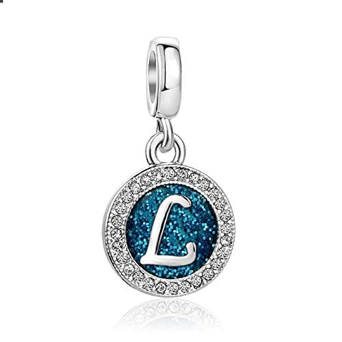 JEWELLERY Sparkling Blue Letter L Charm Personalized Initial Name Jewelry Compatible With Pandora Charms Bracelets|Sparkling Blue Letter I Initial Jewelry Compatible with Pandora Charms Bracelets