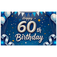 thumbnail image 1 of Sparkling Blue Silver 60th Birthday Banner Backdrop Background Party Supplies Photography Props Birthday Decoration Birthday Party Decorations, 1 of 7