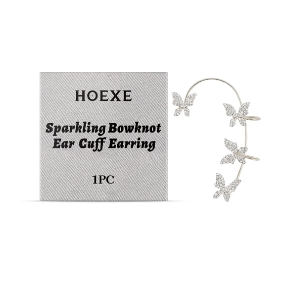 Sparkling Bow Ear Clips For Women - Non-Pierced Ear Accessories，Wedding, Office, Party & Daily Butterfly Ear Cuffs Earrings,Ear Hooks 0.88 oz