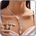 thumbnail image 1 of Sparkling Bridal Wedding Jewelry for Women Set Crystal Y-Necklace Tassel Necklace Rhinestone Teardrop Dangle Drop Earrings Brides Bridesmaids Weddings Party Prom Jewelry, 1 of 6