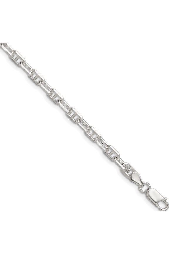 Sparkling Brilliant Flawless Sterling Silver Polished and D/C 4.75mm Mariner Link Chain Elegant Sculptural Trendy