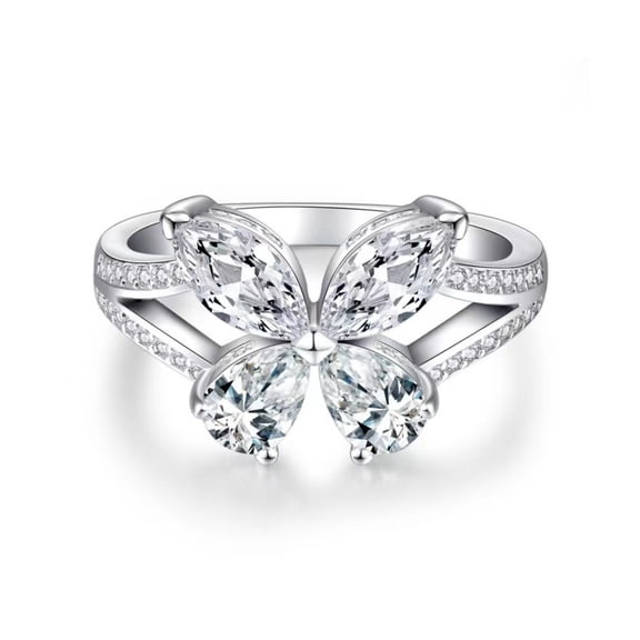 Sparkling Butterfly Moissanite Engagement Rings for Women 2 Carat D Color VVS1 S925 Sterling Silver Lab Created Diamond Rings Anniversary Wedding Promise Ring