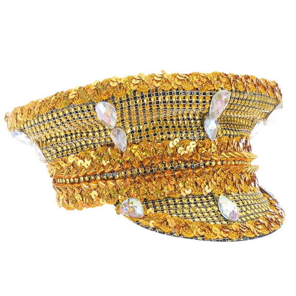 Sparkling Captain Hat Rivets Sequins Hat for Bachelorette Party Disco Captain Hat Disco Hat for Actress