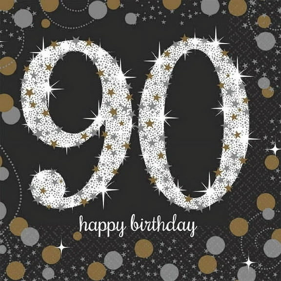 Sparkling Celebration 90th Birthday Beverage Napkins (16)