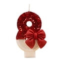 thumbnail image 1 of Sparkling Celebration Number Candle - Fashionable Cartoon - style Design with Red Bow, Glittery Red Finish - for Birthday Parties, Anniversary Celebrations, Kids’ Celebratory Events, 1 of 7