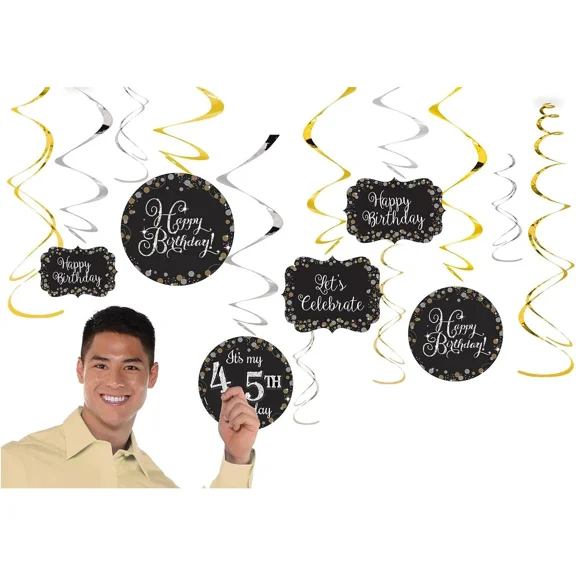 Sparkling Celebration Over The Hill Birthday Party Add-An-Age Swirl Decorations