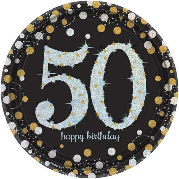 Sparkling Celebration Prismatic 50th Birthday Lunch Plates (8)