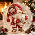 thumbnail image 1 of Sparkling Christmas Gnome Diamond Art Ornament Kit - Indoor Wall Decor for Living Room, Complete DIY Diamond Painting Set for Holiday Crafting, 1 of 7