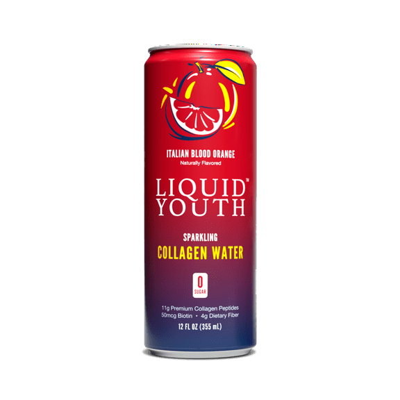 Liquid Youth Sparkling Collagen Water - 12 Cans, Italian Blood Orange 12 fl oz.
